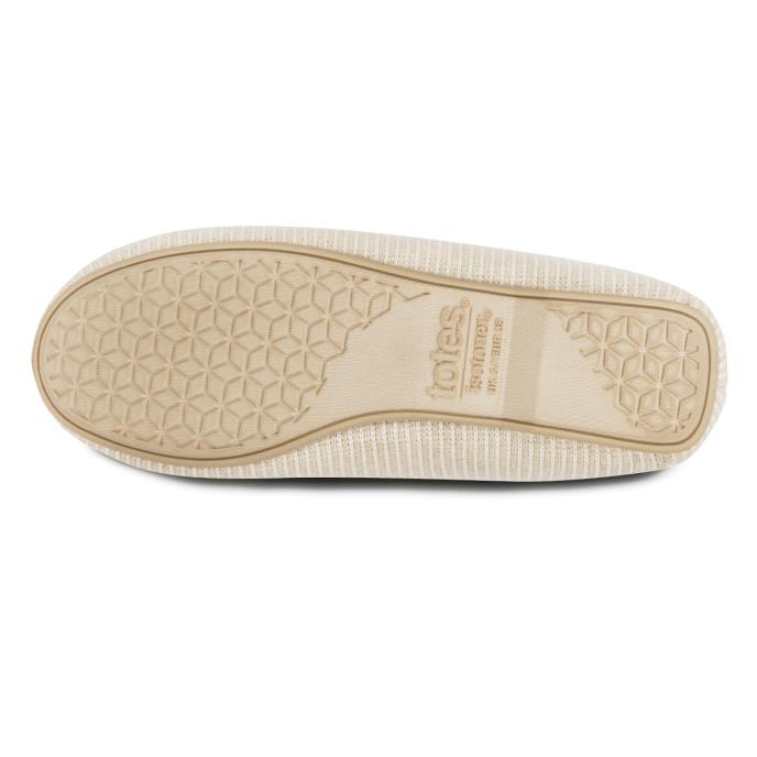 Isotoner Ladies Textured Moccasin Slipper Beige Extra Image 5